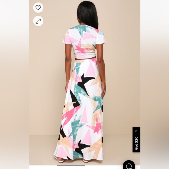 Lulus Daydreaming White Print Two Piece Maxi Dress Size: M - Picture 2 of 5